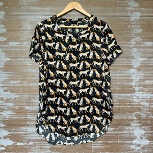 Acrobat Black and Gold Lion Print Blouse
